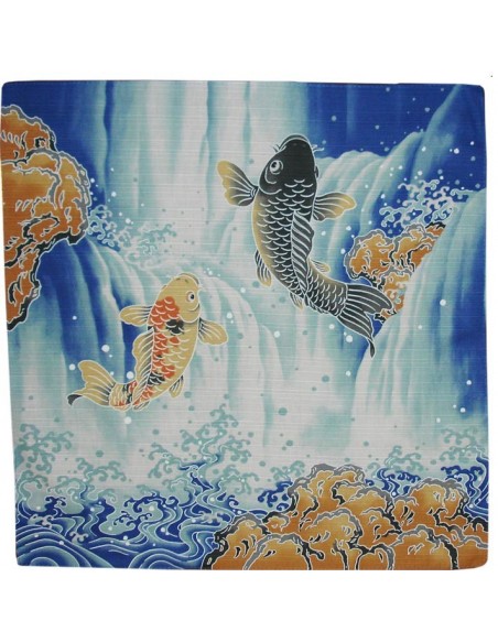 Furoshiki 50x50 bleu - motifs de carpes