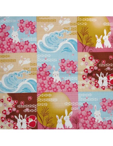 Furoshiki 50x50 - Motifs de lapins des 4 saisons