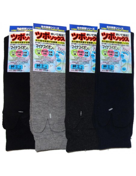 High crew reflexology Japanese tabi socks - Negative ions - Solid color.