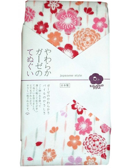 Gauze towel 90x34 cm - Cherry blossoms and chrysanthemums