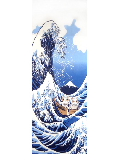 Tenugui Fuku Neko' Collection - Hokusaï's Great Wave