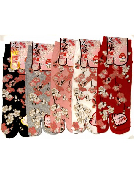 Chaussettes japonaises Tabi - Du 35 au 39 - Motifs de fleurs de cerisier