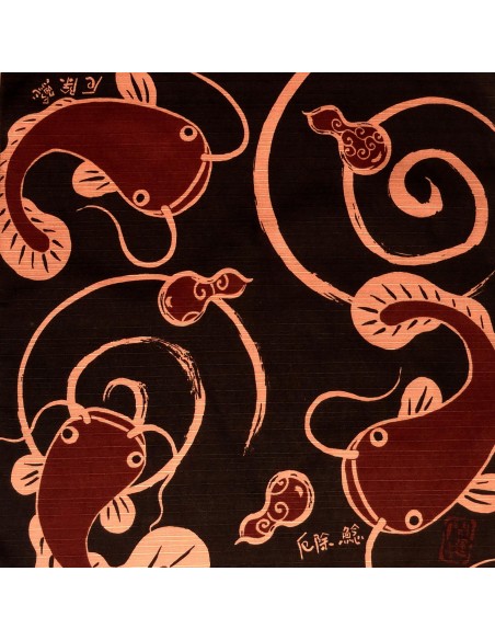 Furoshiki 50x50 brown - Namazu. Japanese wrapping cloth.