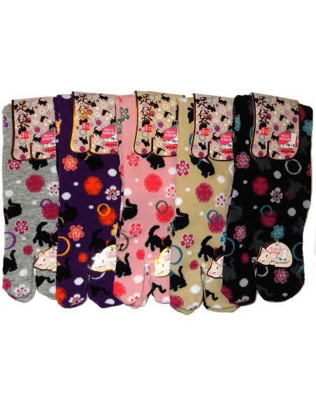 Tabi socks - Size 35 to 39 - Kittens prints. Split toes Japanese socks