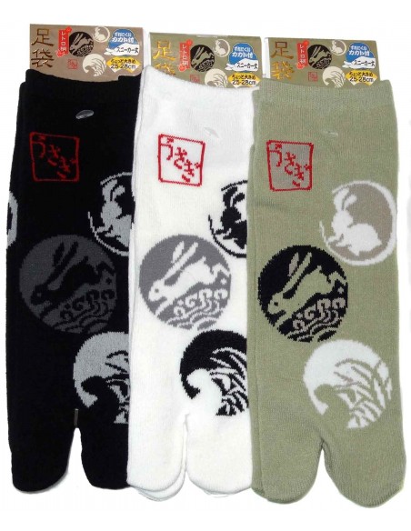 Chaussettes japonaises tabi - Du 39 au 43 - Usagi Kamon. Chaussettes à orteils séparés.