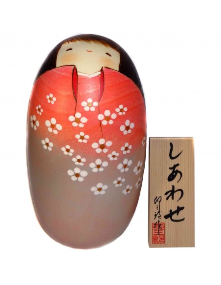 Kokeshi doll - Shiawase. Traditional Japanese wooden dolls.