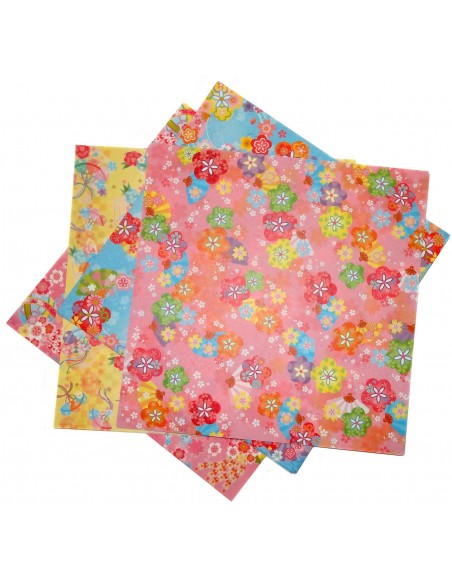 Origami paper 15 x 15 cm - floral prints. Japanese stationery.