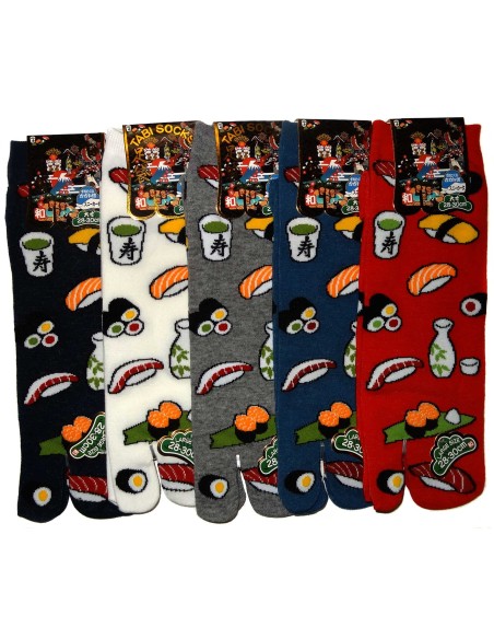 Chaussettes japonaises tabi - Du 43 au 46 - Autour du sushi. Chaussettes orteils grande taille.