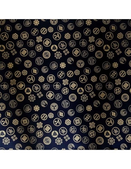 Carré de tissu japonais 52 x 52 bleu nuit - Motifs de Kamon