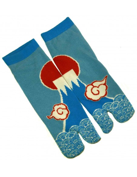 Tabi Japanese  socks Size 39 to 43 - Mount Fuji print. Split toes flip flop socks.
