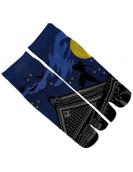 Tabi Japanese  socks Size 39 to 43 - Ninja print. Split toes flip flop socks.