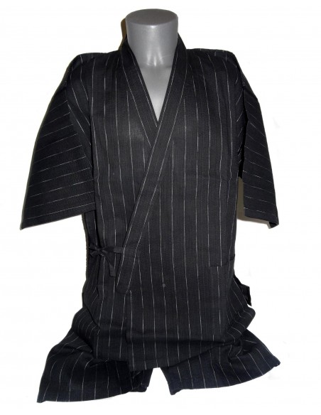 Jinbei Japanese summer tunic garment black - M size - Cotton and Linen