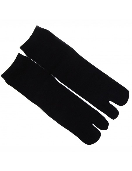 Chaussettes japonaises Tabi mi-mollet noires - Du 35 au 39. Chaussettes à orteils séparés.