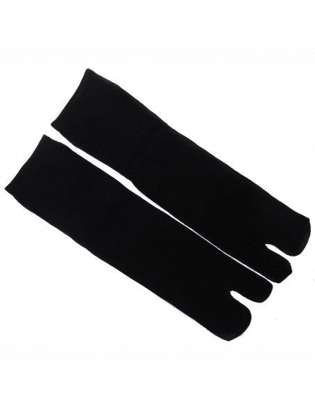 Short crew Tabi socks Size 43 to 46 - Solid black color. Split toes flip flop socks