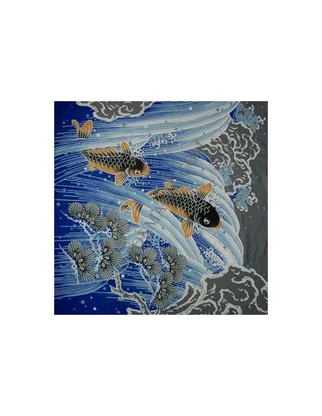 Furoshiki 118x118 bleu - motifs de carpes